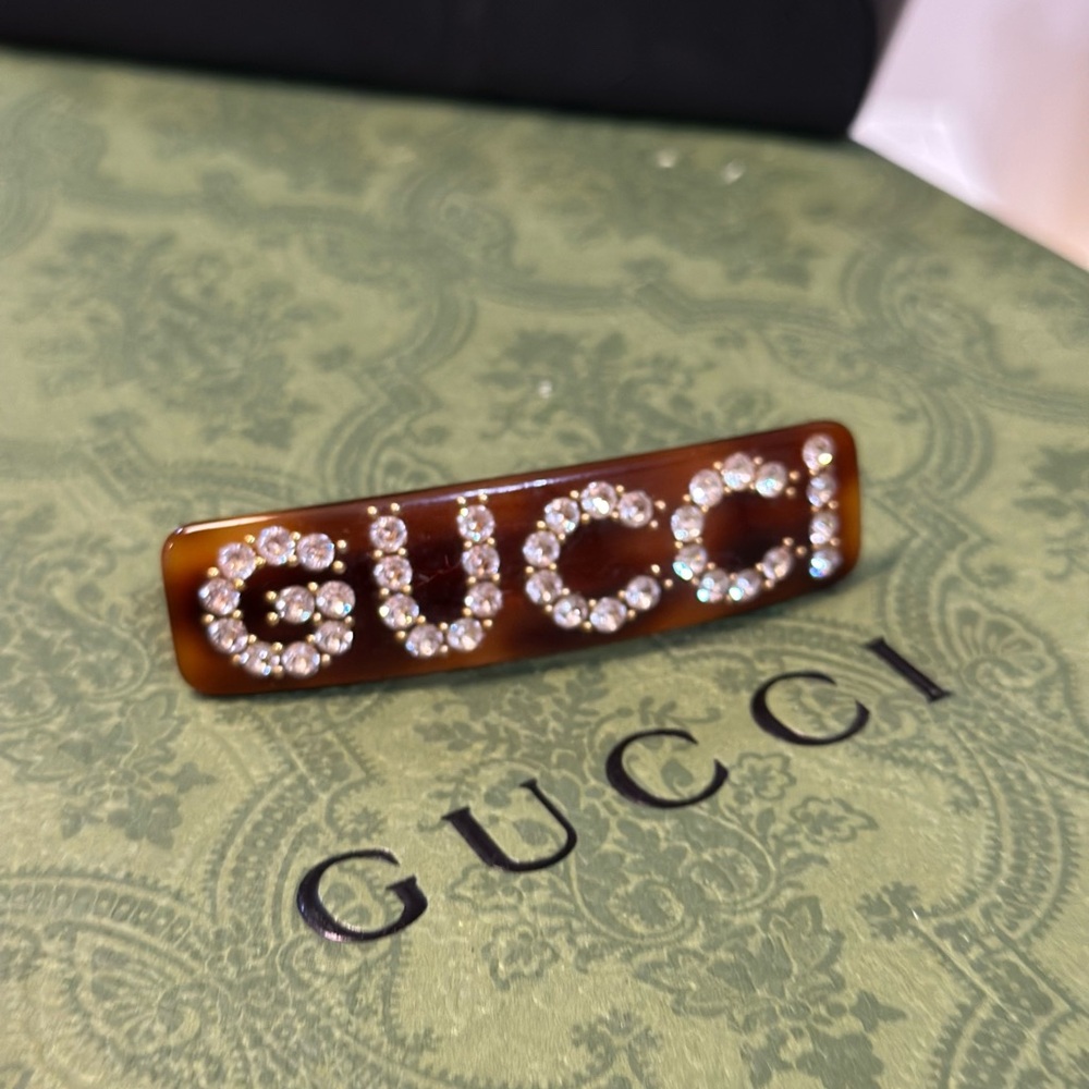 TORTOISESHELL CRYSTAL GUCCI SINGLE HAIR CLIP NWOT